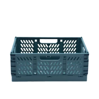 This is an expanded green large plastic foldable organization basket