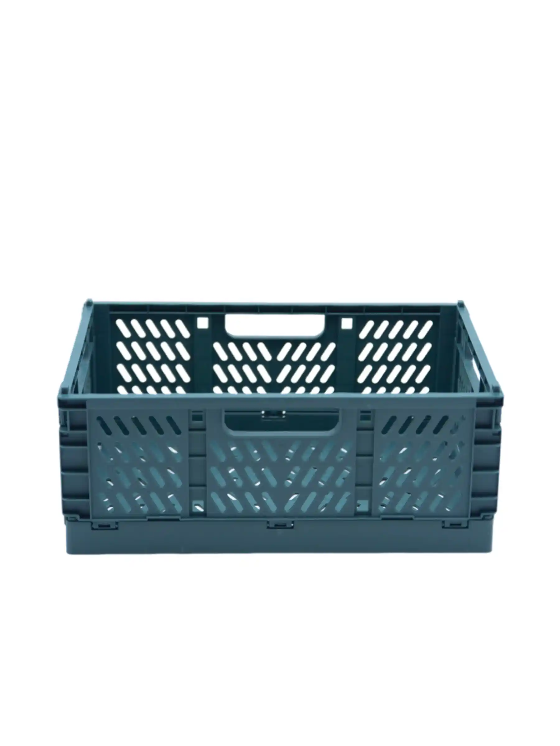 This is an expanded green large plastic foldable organization basket