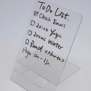 This is a transparent acrylic_memo handwriting board