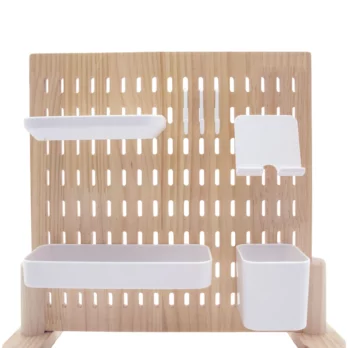 The Wooden Desk Pegboard with Pegboard accessories