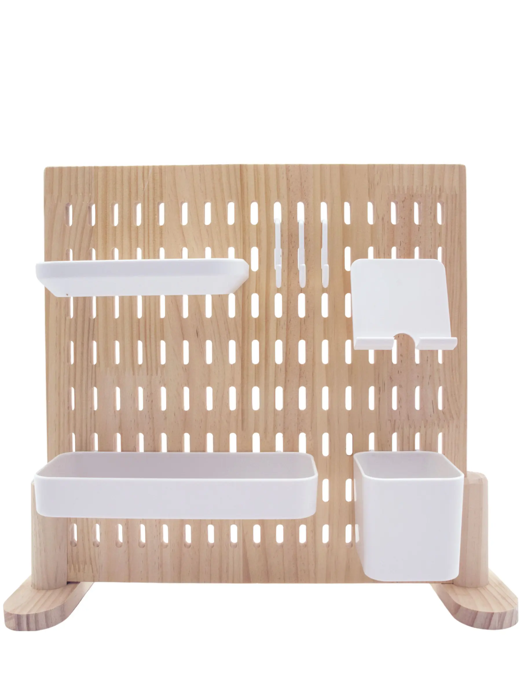 The Wooden Desk Pegboard with Pegboard accessories